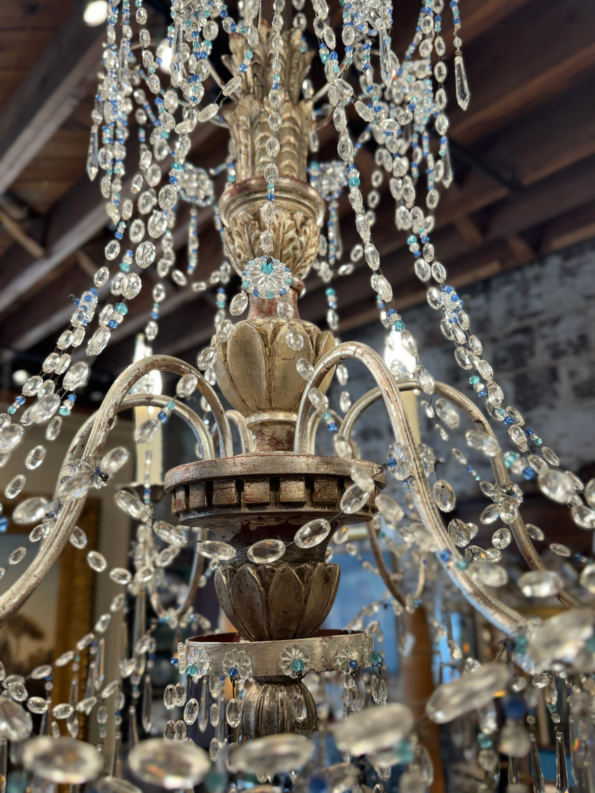 Italian Silver Leaf Chandelier