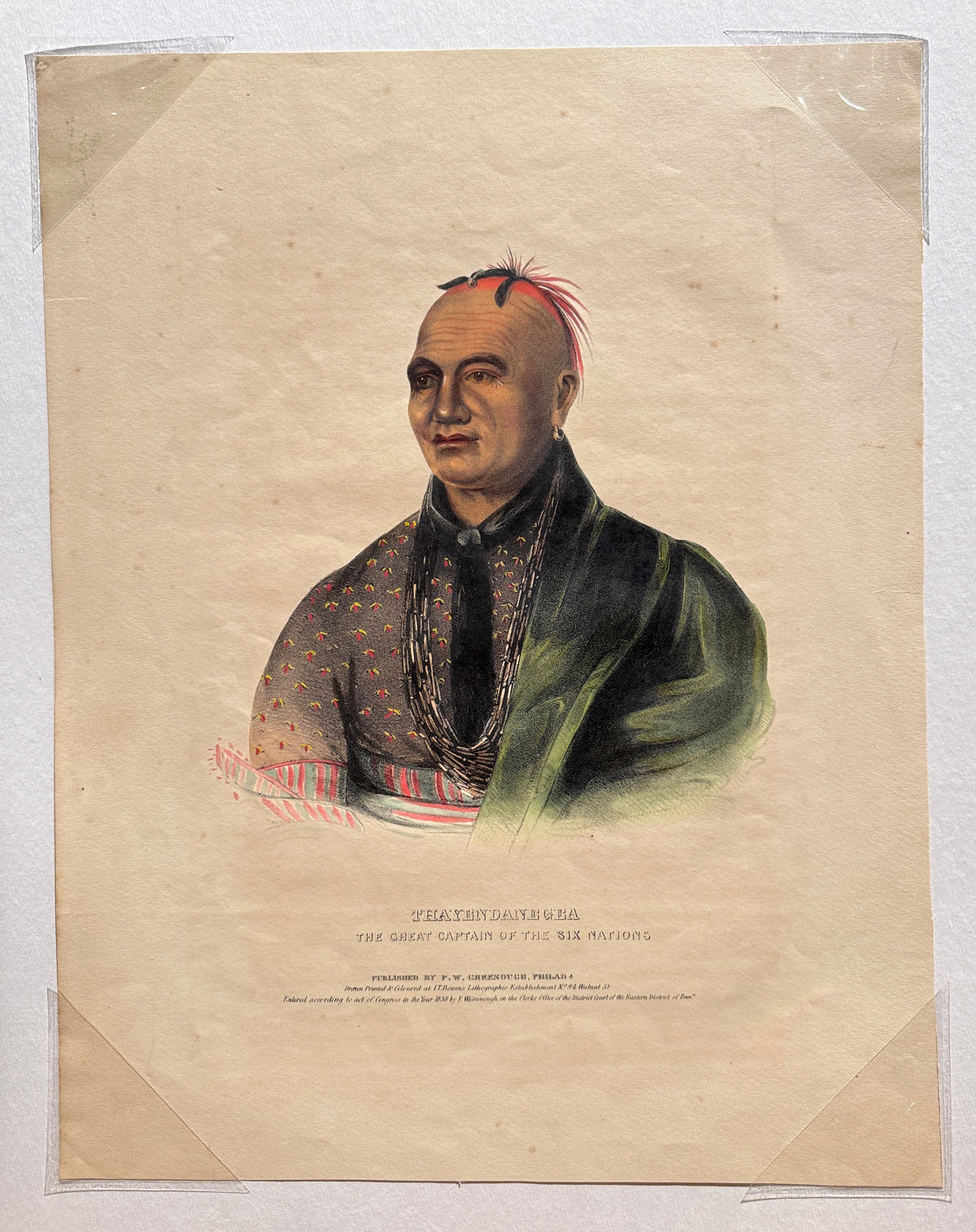 McKenney and Hall Lithograph Portrait, "Thayendangea"