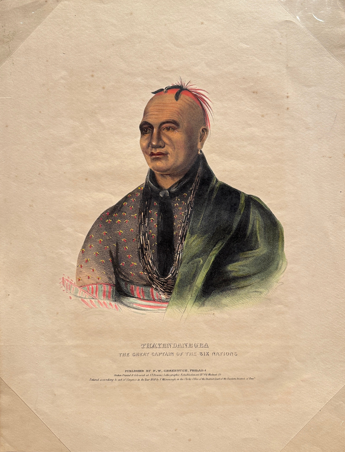 McKenney and Hall Lithograph Portrait, "Thayendangea"