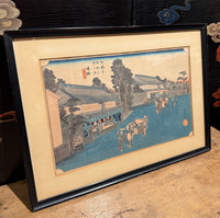 Japanese Woodblock Print From the Fifty-Three Stations, Narumi Station