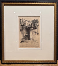 George Aid, "Woman At Gate," Framed Etching