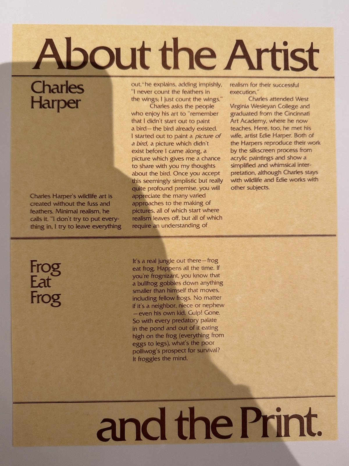 Charley Harper Serigraph, "Frog Eat Frog"