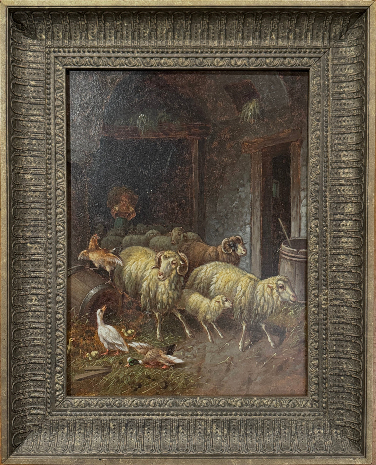 19th Century Painting of Sheep by A. Novey