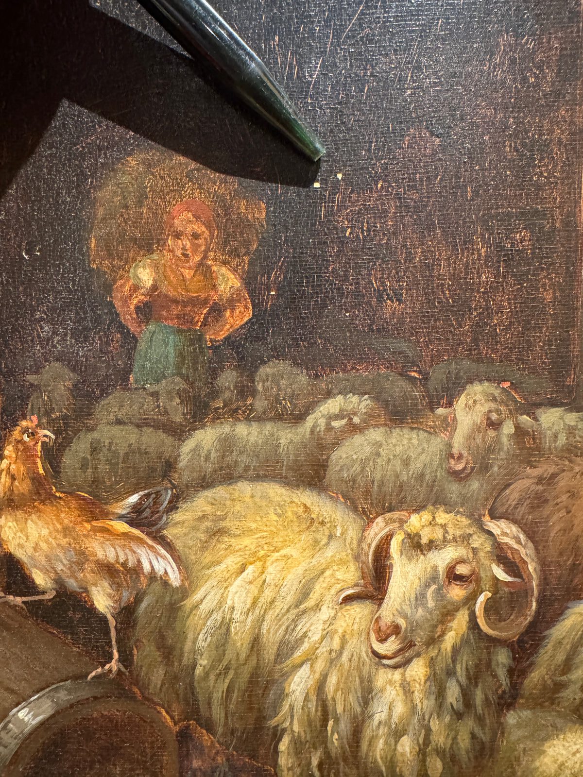 19th Century Painting of Sheep by A. Novey