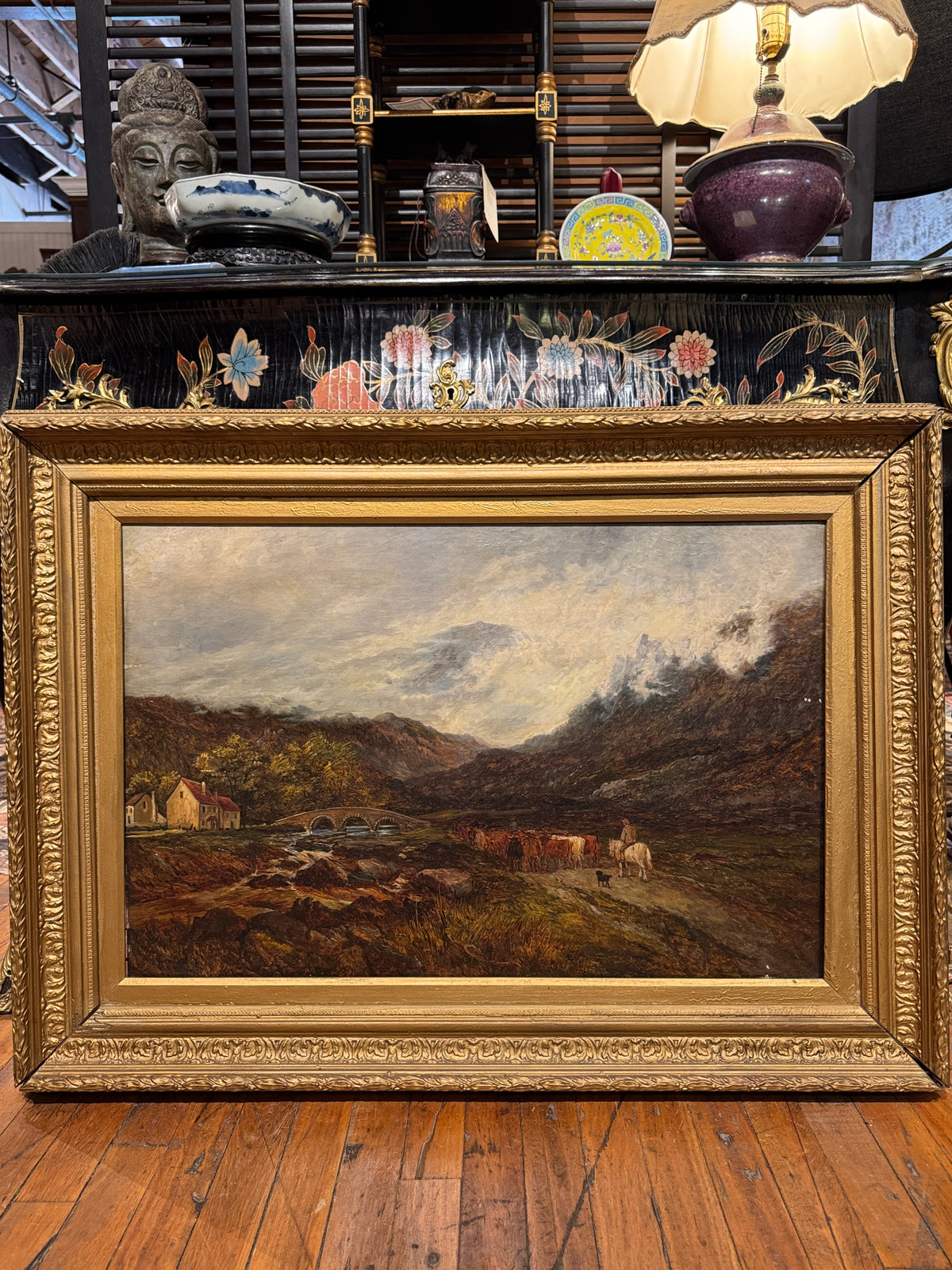 19th Century British Landscape With Cows by John Holland