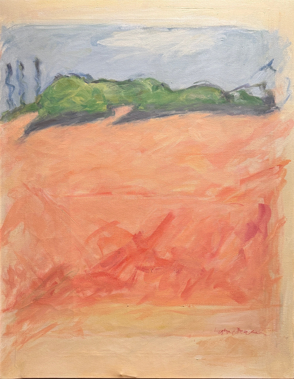 Modernist Landscape In Corals and Greens by Lynne Tanner