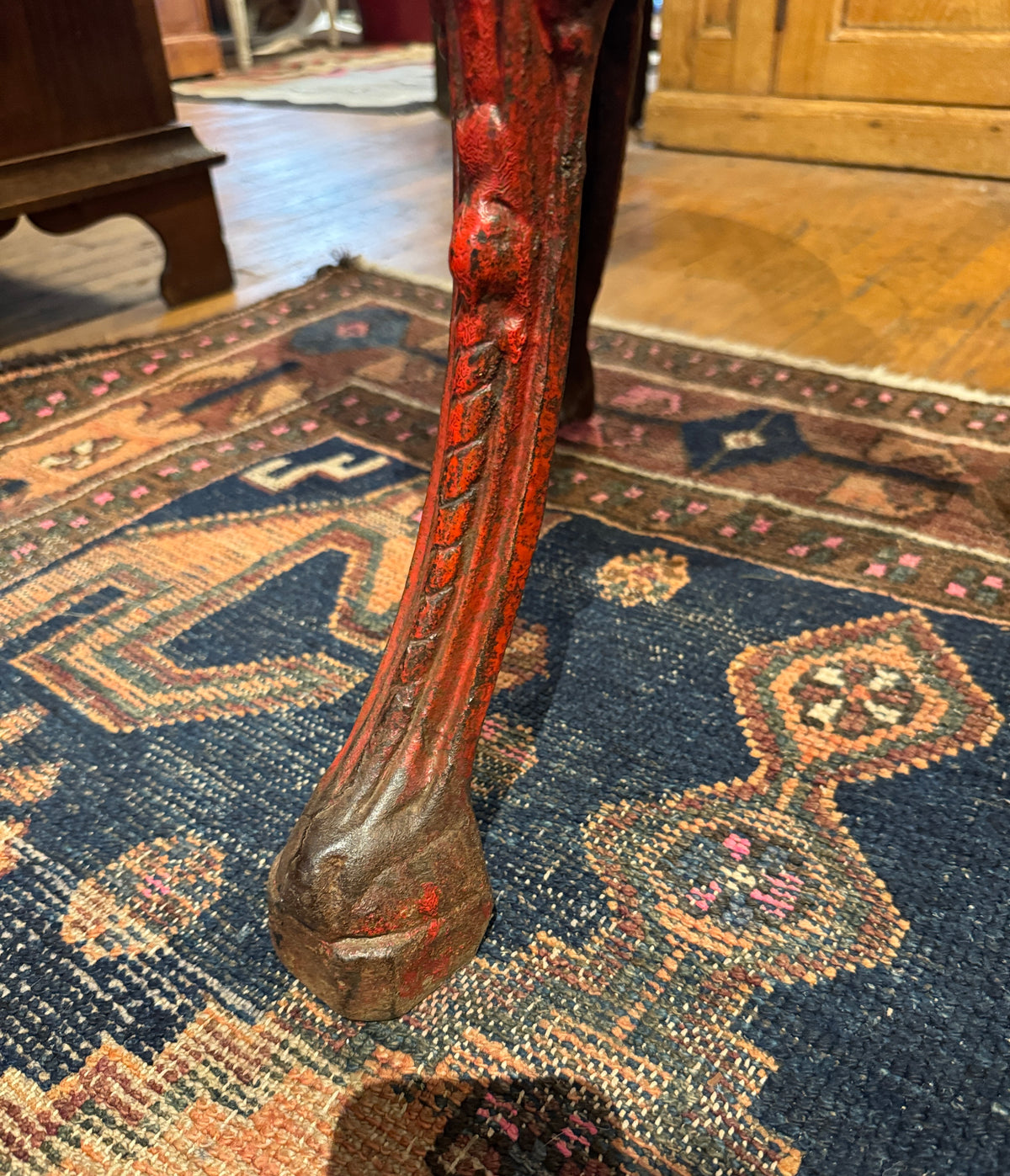 19th Century English Pub Table With Red Paint