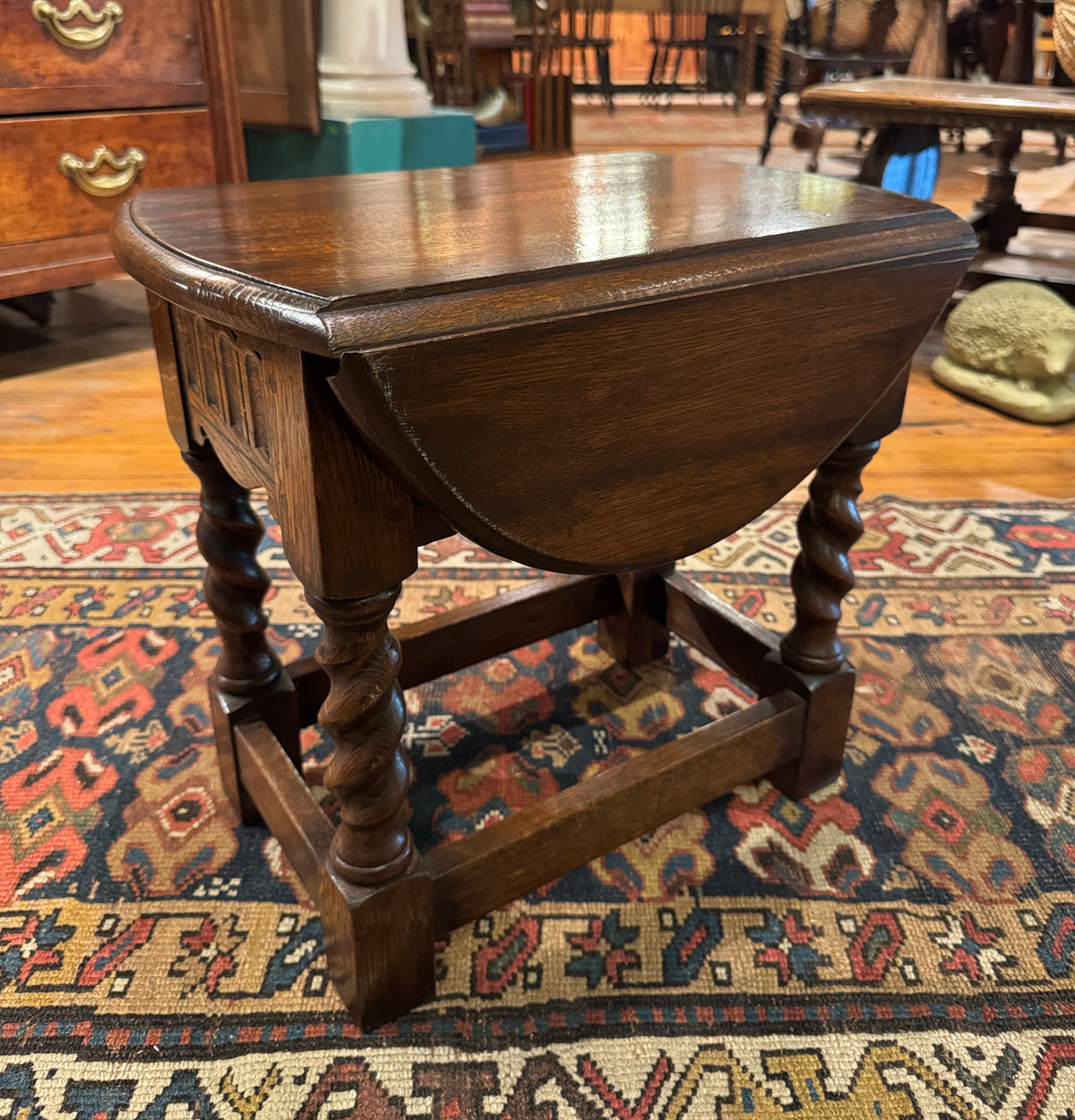 English Baroque Style Low Drop Leaf Side Table