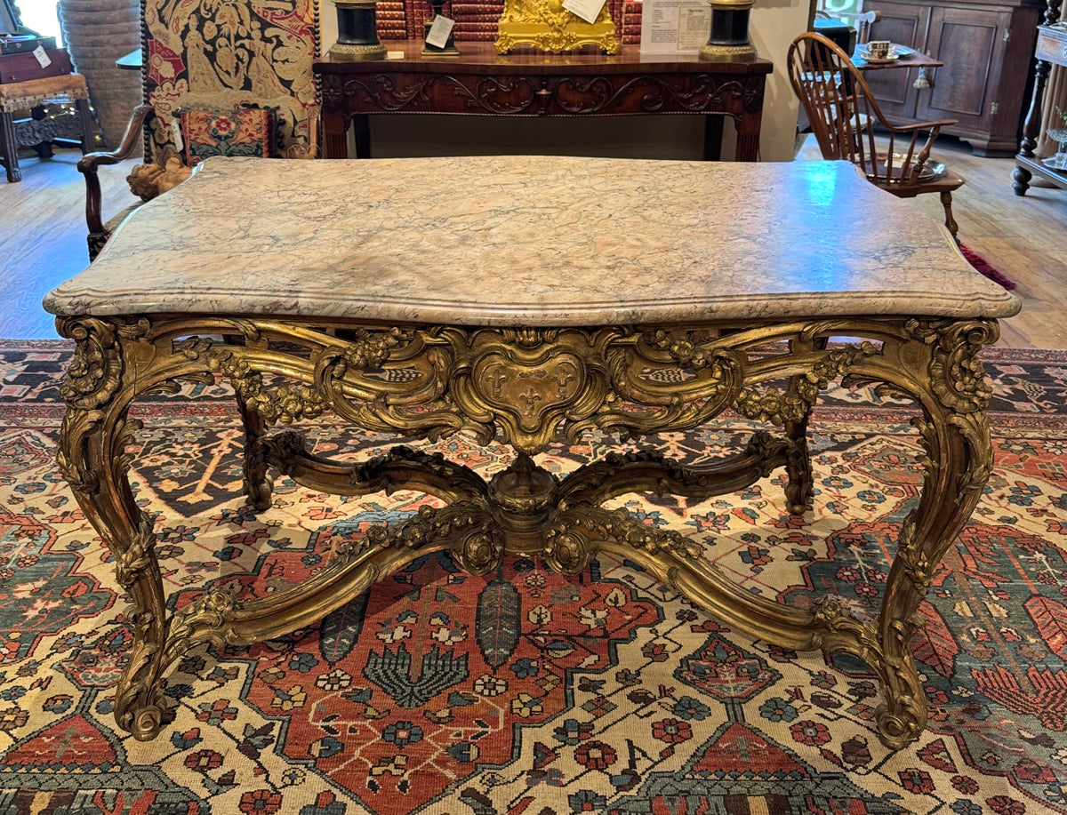 Napoleon III Giltwood and Marble Center Table