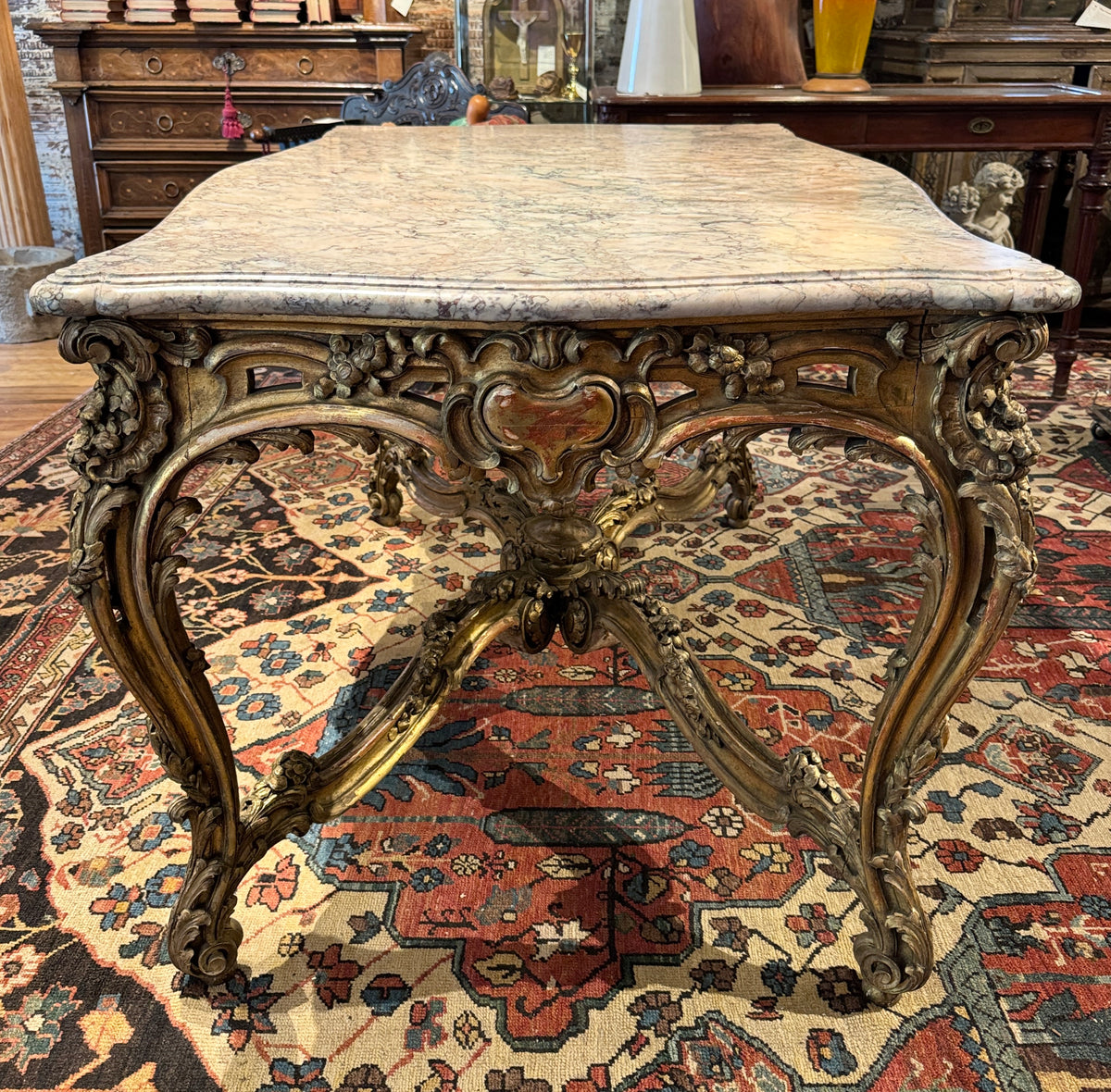 Napoleon III Giltwood and Marble Center Table