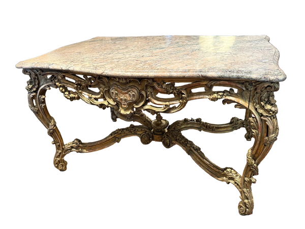 Napoleon III Giltwood and Marble Center Table