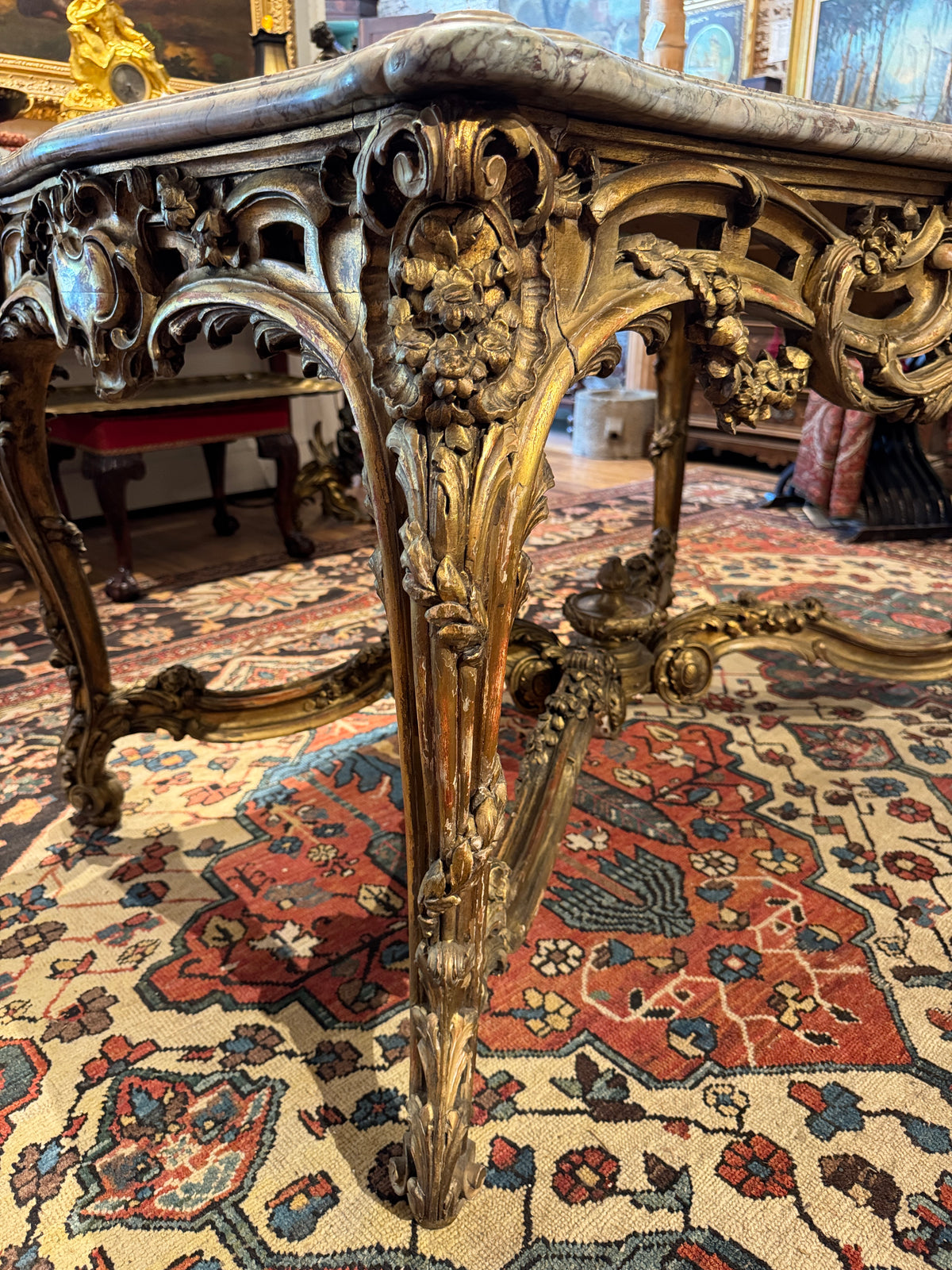 Napoleon III Giltwood and Marble Center Table