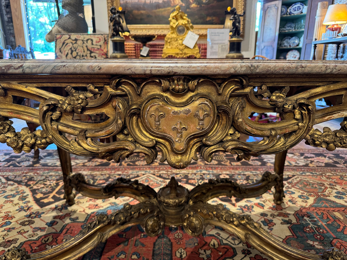 Napoleon III Giltwood and Marble Center Table