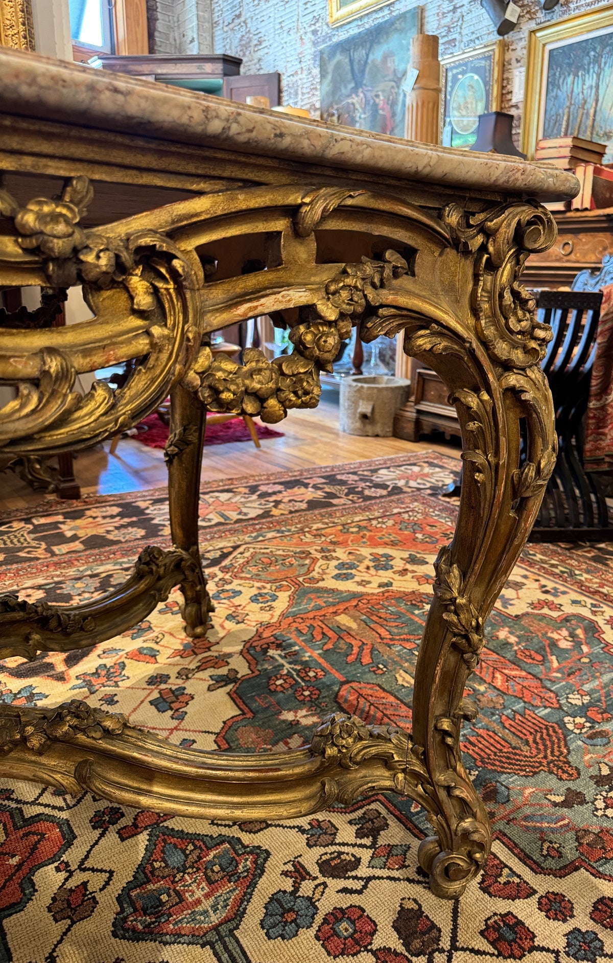 Napoleon III Giltwood and Marble Center Table