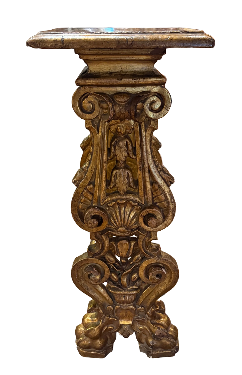 16th Century Italian Giltwood Pedestal