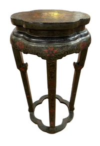 Chinese Lacquered Green Pedestal