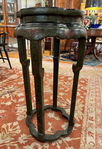 Chinese Lacquered Green Pedestal