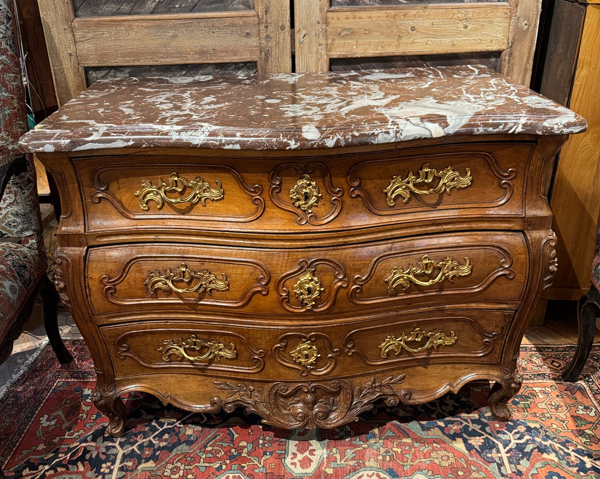 18th Century Southern French Marble Top Bombe Commode