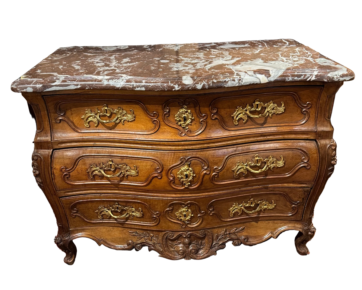 18th Century Southern French Marble Top Bombe Commode