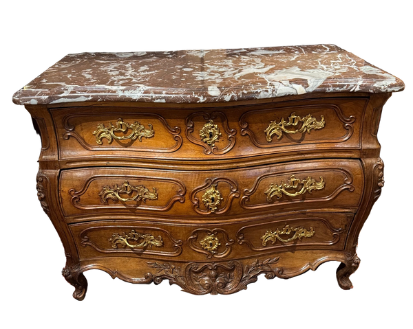 18th Century Southern French Marble Top Bombe Commode