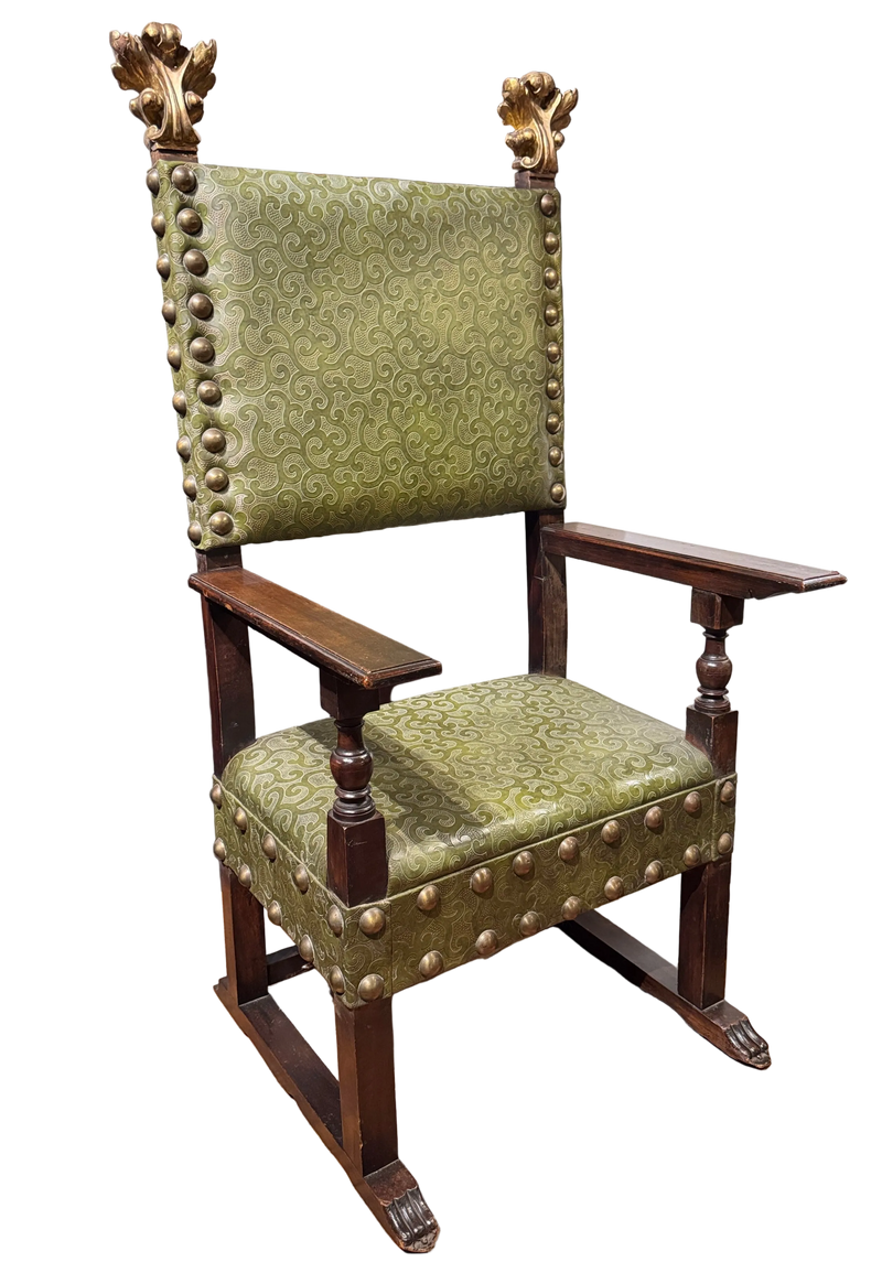 Monumental Late 19th Century Italian Baroque Throne Chair