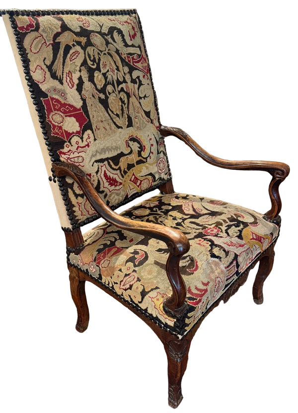 18th Century French Louis XIV-Regence Needlepoint Fauteuil