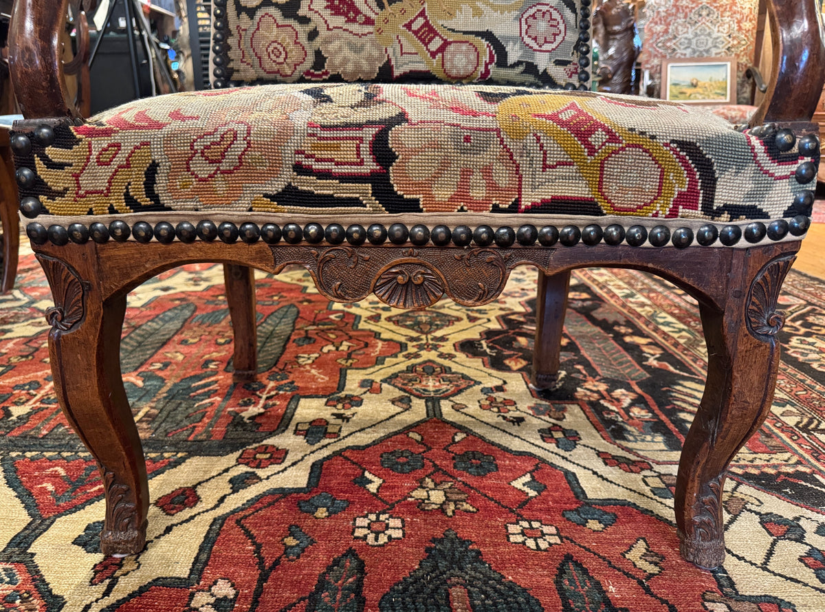 18th Century French Louis XIV-Regence Needlepoint Fauteuil
