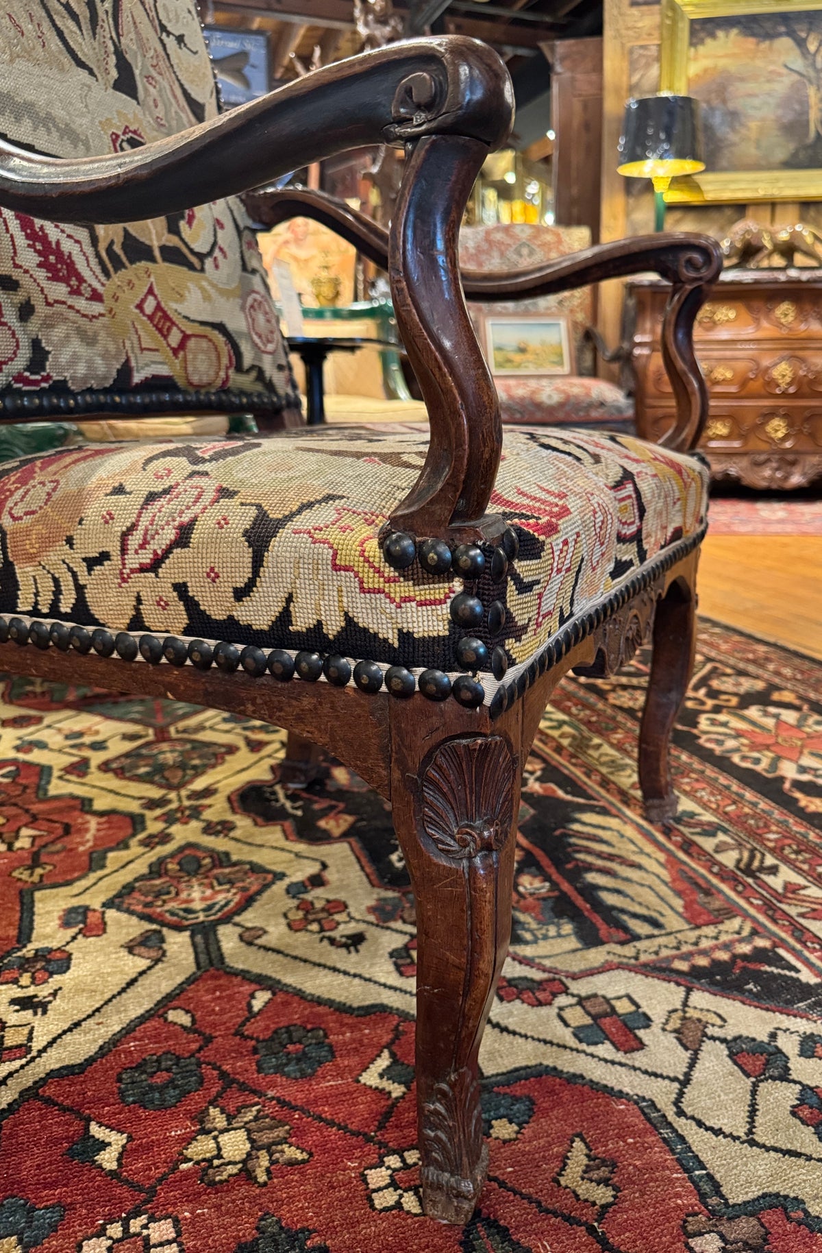18th Century French Louis XIV-Regence Needlepoint Fauteuil