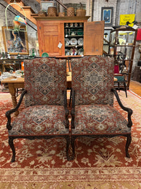 Pair Regence Revival Needlepoint Painted Fauteuil