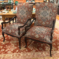 Pair Regence Revival Needlepoint Painted Fauteuil