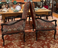 Pair Regence Revival Needlepoint Painted Fauteuil