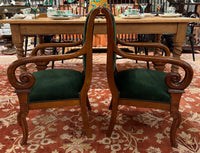 Pair of 19th Century Louis Philippe Green Velvet Fauteuil