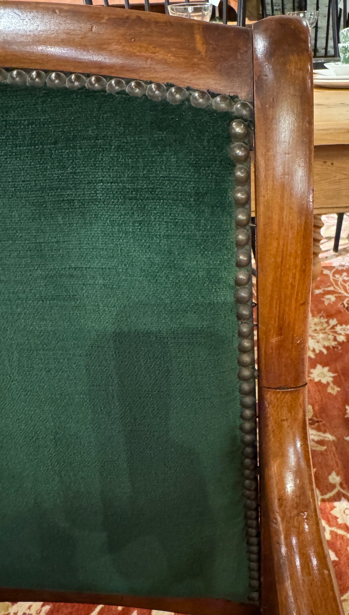 Pair of 19th Century Louis Philippe Green Velvet Fauteuil