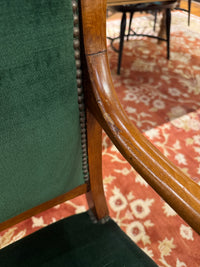 Pair of 19th Century Louis Philippe Green Velvet Fauteuil