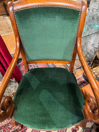 Pair of 19th Century Louis Philippe Green Velvet Fauteuil