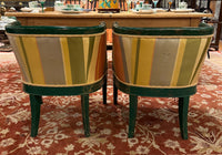 Pair of Hollywood Regency Style Green Painted Baker Chairs