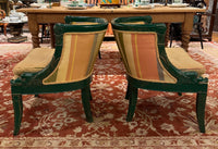 Pair of Hollywood Regency Style Green Painted Baker Chairs