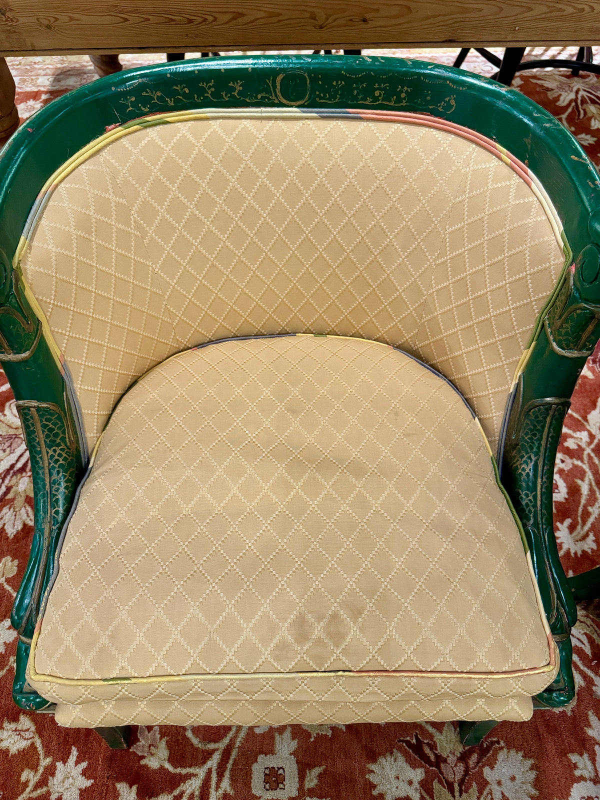 Pair of Hollywood Regency Style Green Painted Baker Chairs
