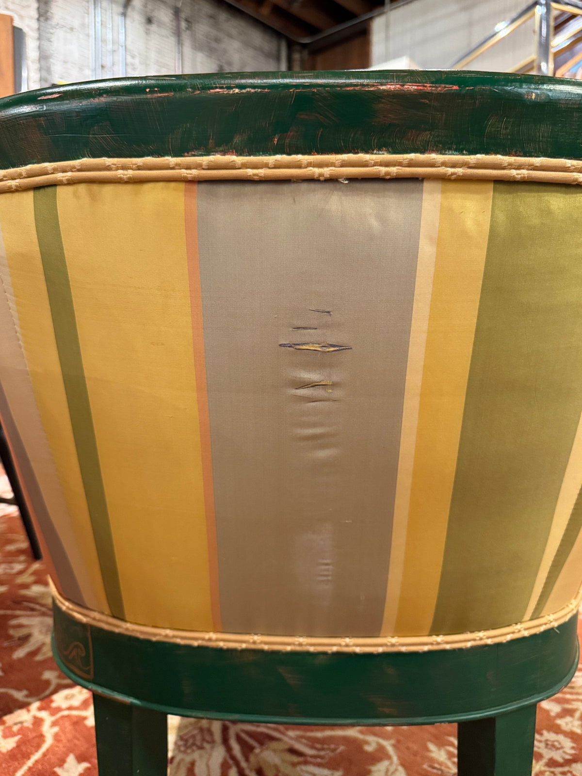 Pair of Hollywood Regency Style Green Painted Baker Chairs