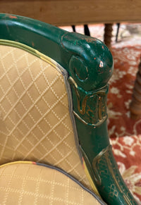 Pair of Hollywood Regency Style Green Painted Baker Chairs