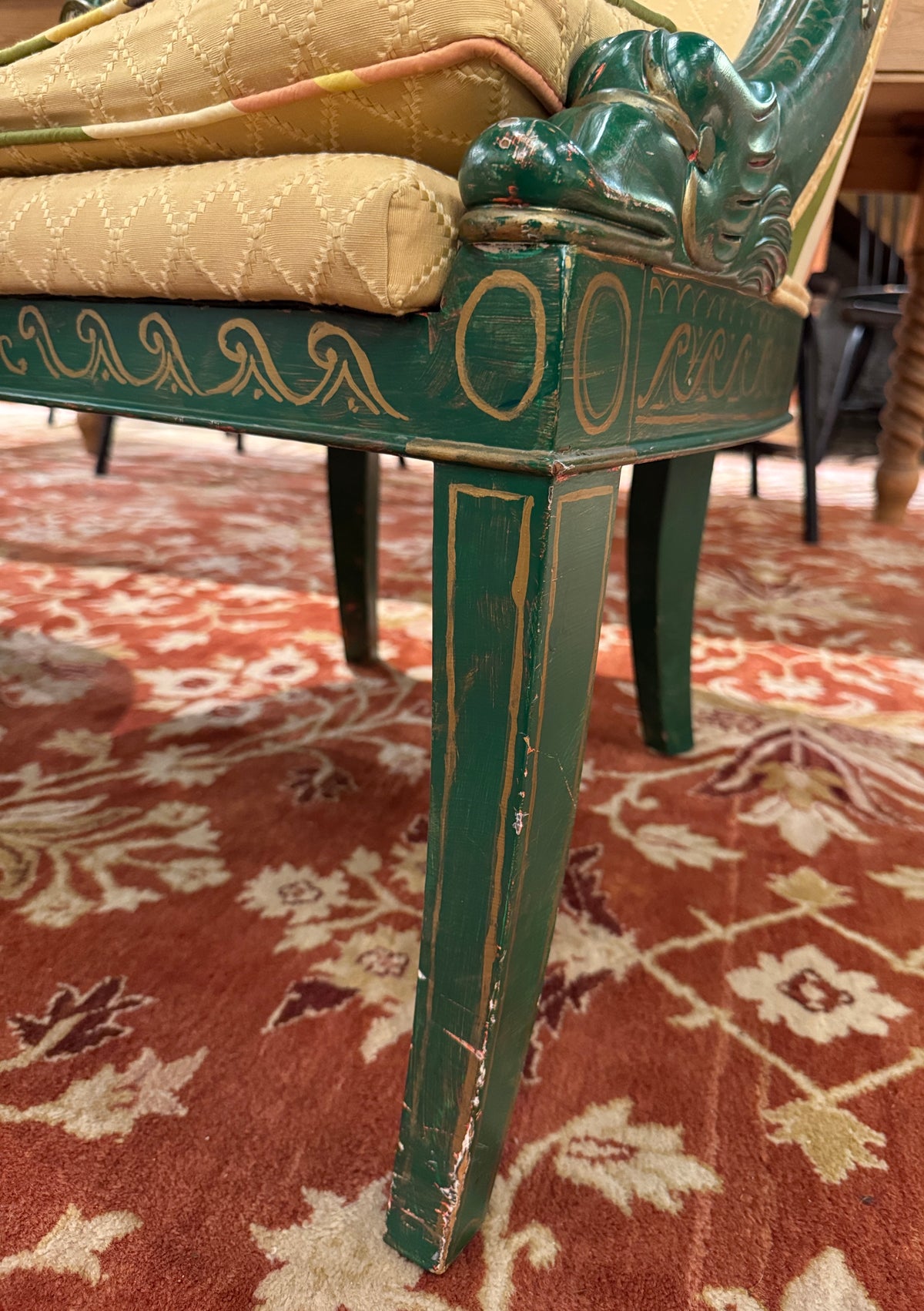 Pair of Hollywood Regency Style Green Painted Baker Chairs