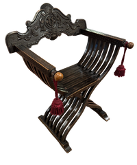 19th Century Carved Italian Campaign Chair