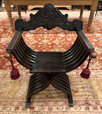 19th Century Carved Italian Campaign Chair
