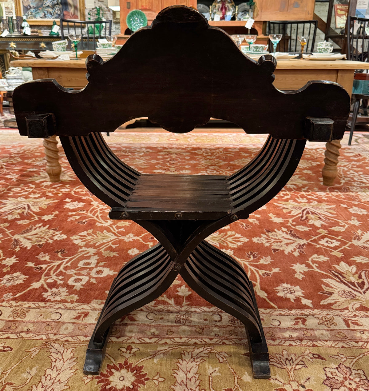 19th Century Carved Italian Campaign Chair