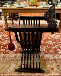 19th Century Carved Italian Campaign Chair