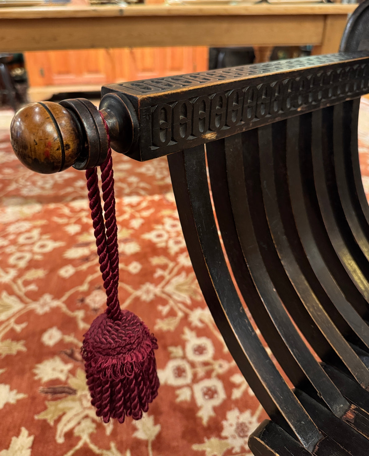 19th Century Carved Italian Campaign Chair