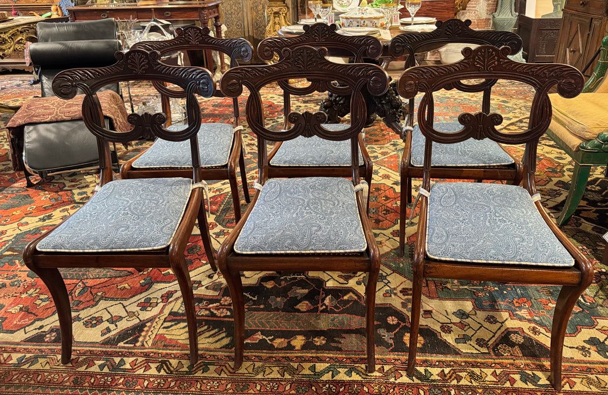 Set of 6 English Regency Mahogany Caned Dining Chairs