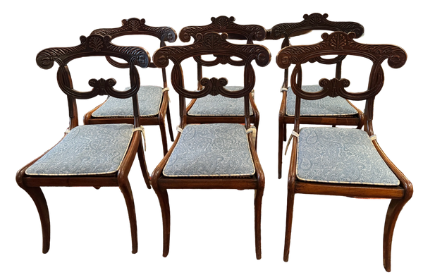 Set of 6 English Regency Mahogany Caned Dining Chairs