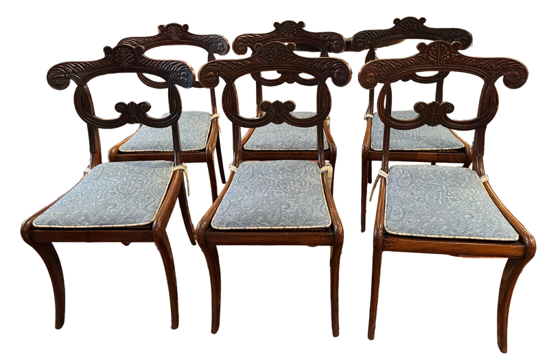 Set of 6 English Regency Mahogany Caned Dining Chairs
