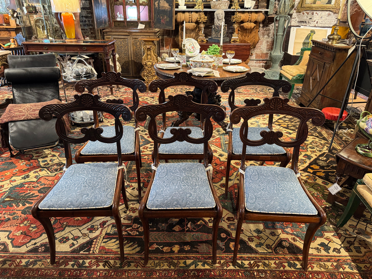 Set of 6 English Regency Mahogany Caned Dining Chairs